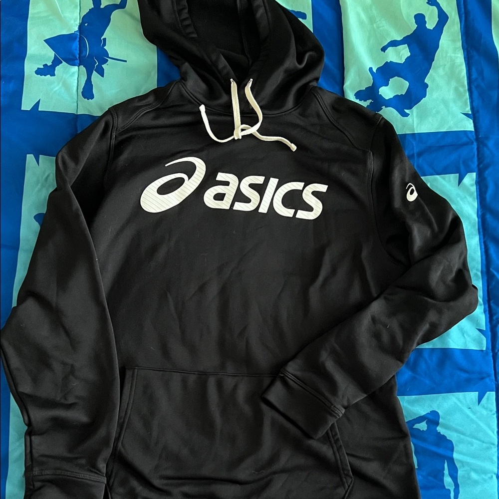 Asics Black and White Logo Hoodie